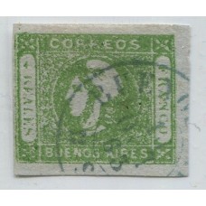 ARGENTINA 1859 GJ 16f CABECITA ESTAMPILLA CON VARIEDAD 4 SIN PUNTO, ESTUPENDO EJEMPLAR U$ 140